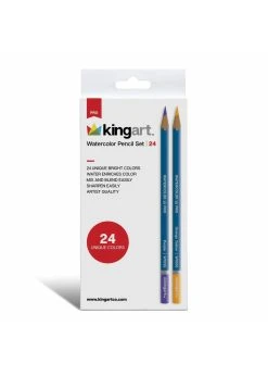 Kingart Watercolor Pencils In Tin - 24 Unique Colors